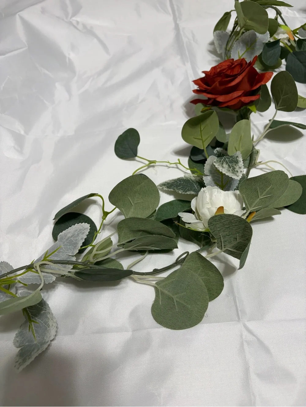 DIY 3 5ft Artificial Rose Garlands - Red, Burgundy & Cream Flowers